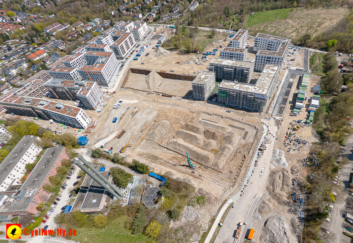 21.04.2023 - Luftbilder von der Baustelle Alexisquartier und Pandion Verde in Neuperlach